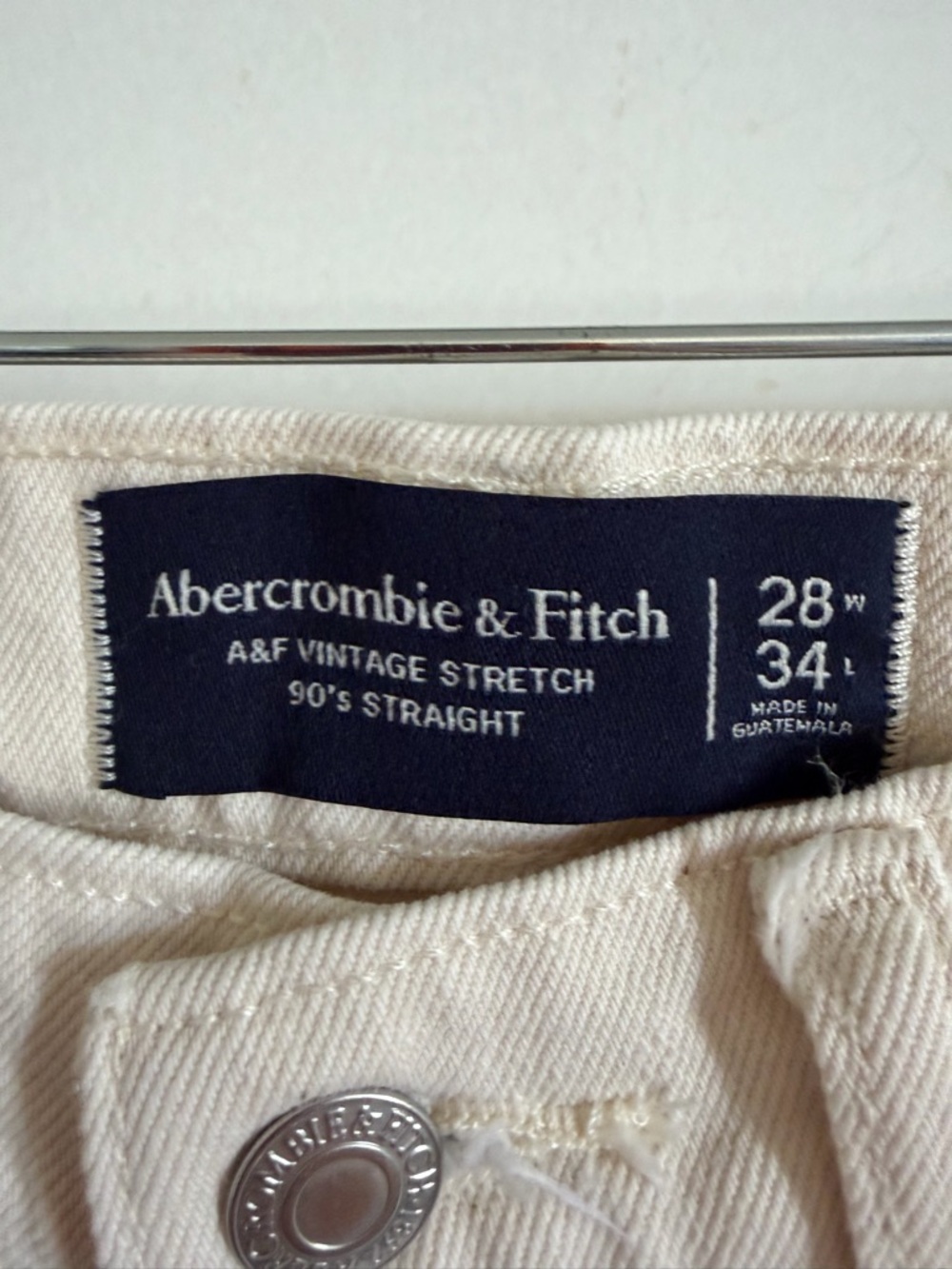 Abercrombie & Fitch Men’s White A&F Vintage Stretch 90’s Straight Jeans - Picture 12 of 13